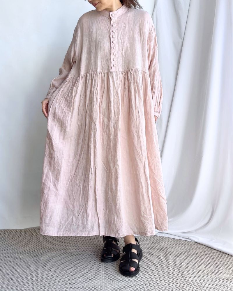 French Linen Dress in Pink