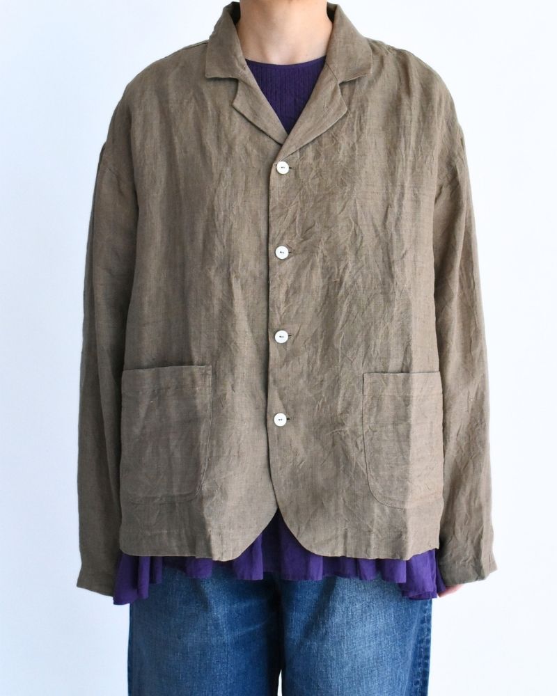 Handwoven 60x60 Linen Jacket in Beige