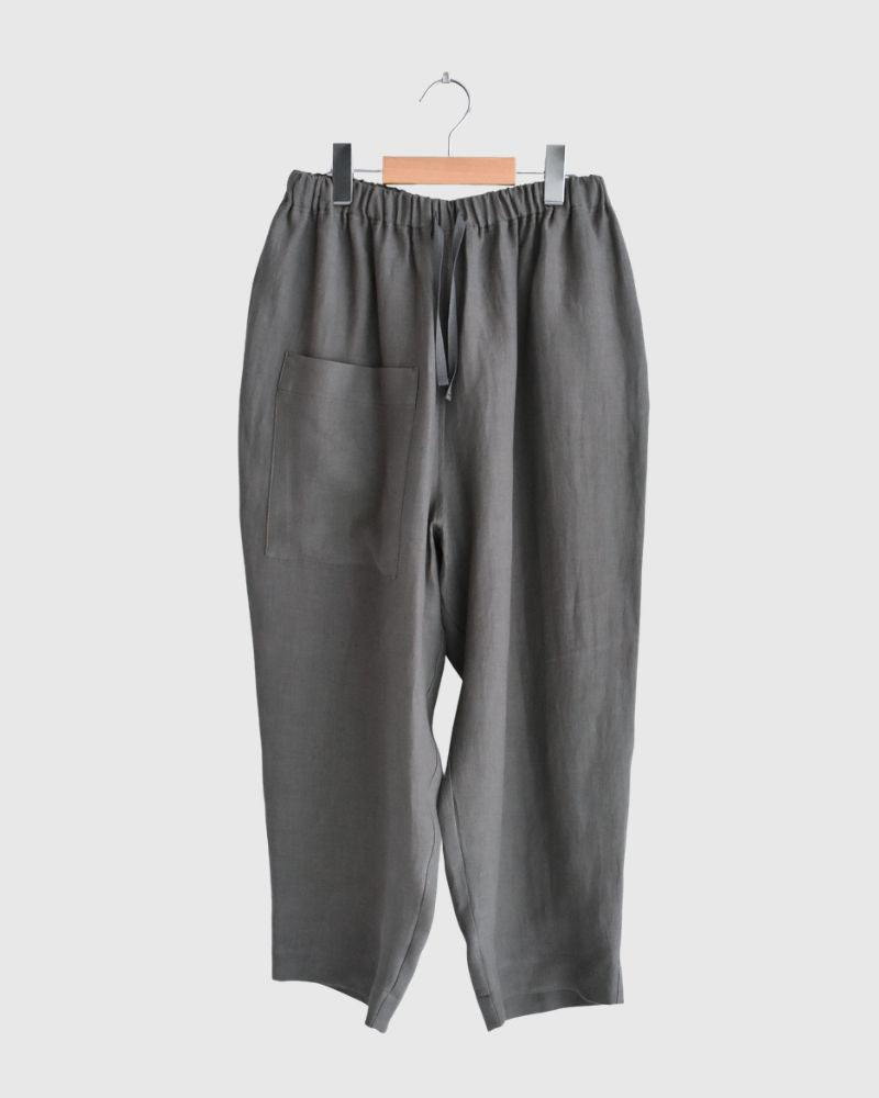 Asymmetric Pocket Baker Pants (LINEN) in DarkGray