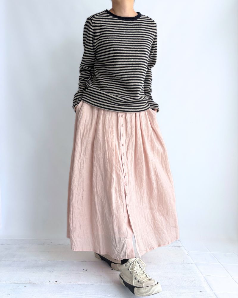 French Linen Skirt in Pink