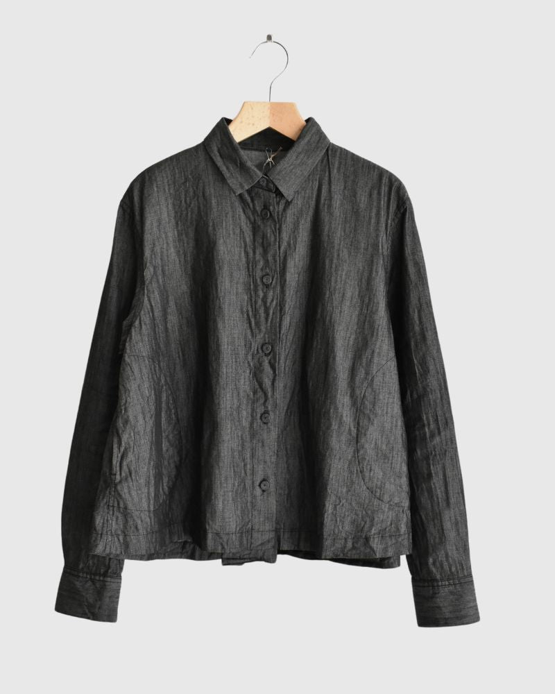 A‐LINE SHORT SHIRT (DENIM) in Black