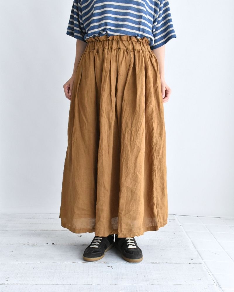 French Linen Skirt in Camel