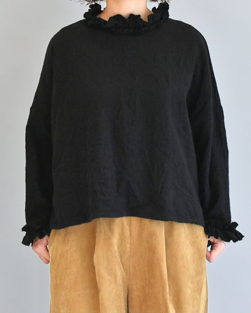 Wool Box Pullover in Black