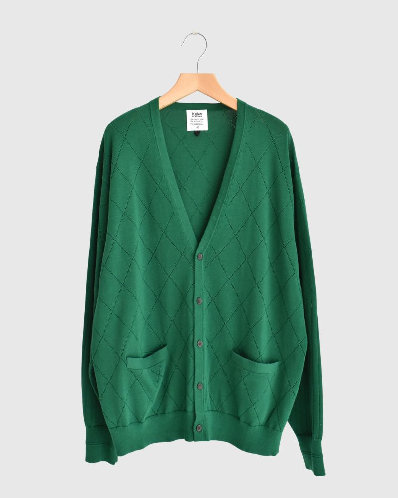Openwork knit cardigan 'EMILY' in Green