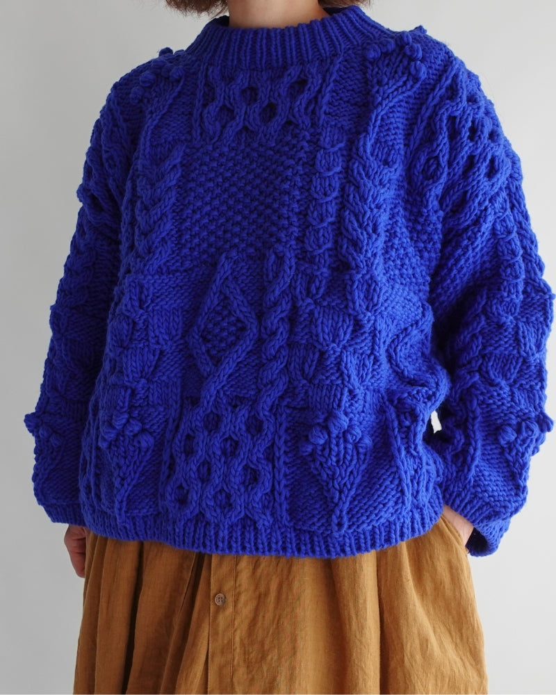 Peru Hand Knit Pullover in Blue