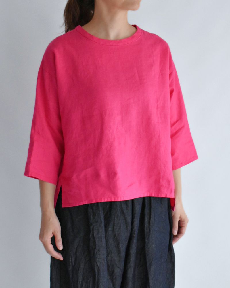 Color linen pullover in Pink