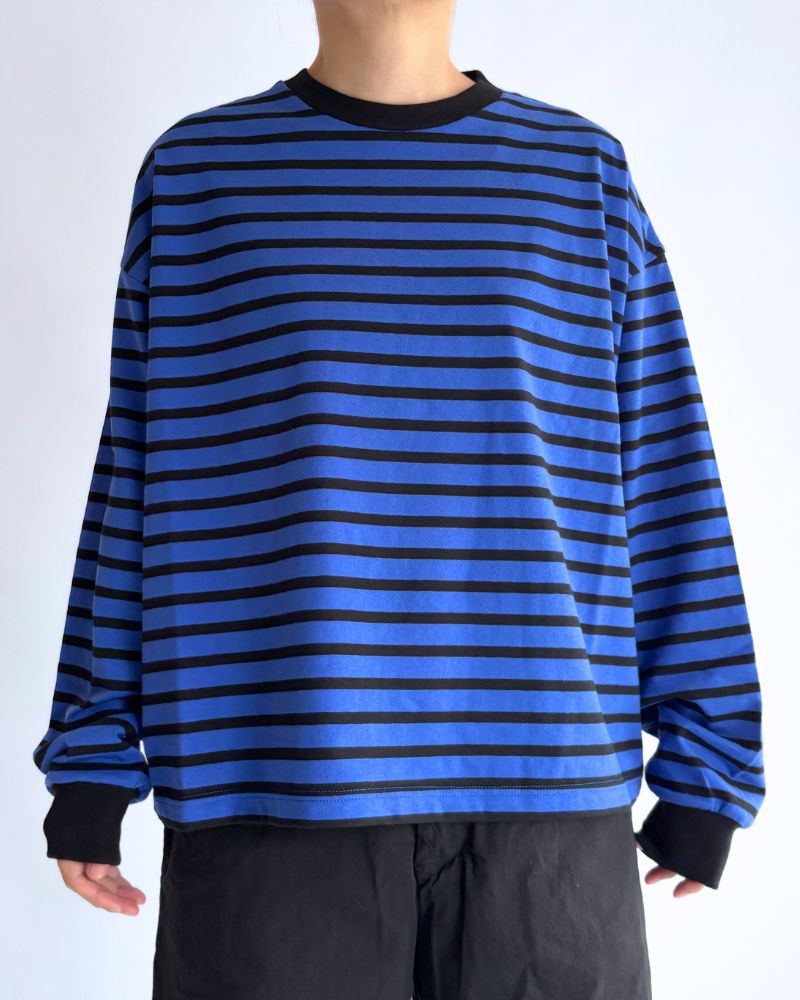 Taco Cotton Striped Long Sleeve T-Shirt Royal in Navy/Black