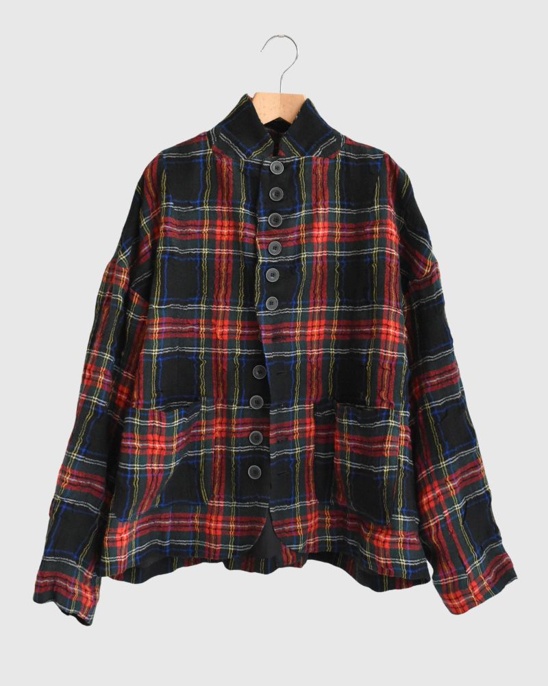 Cotton wool tartan jacket in Black