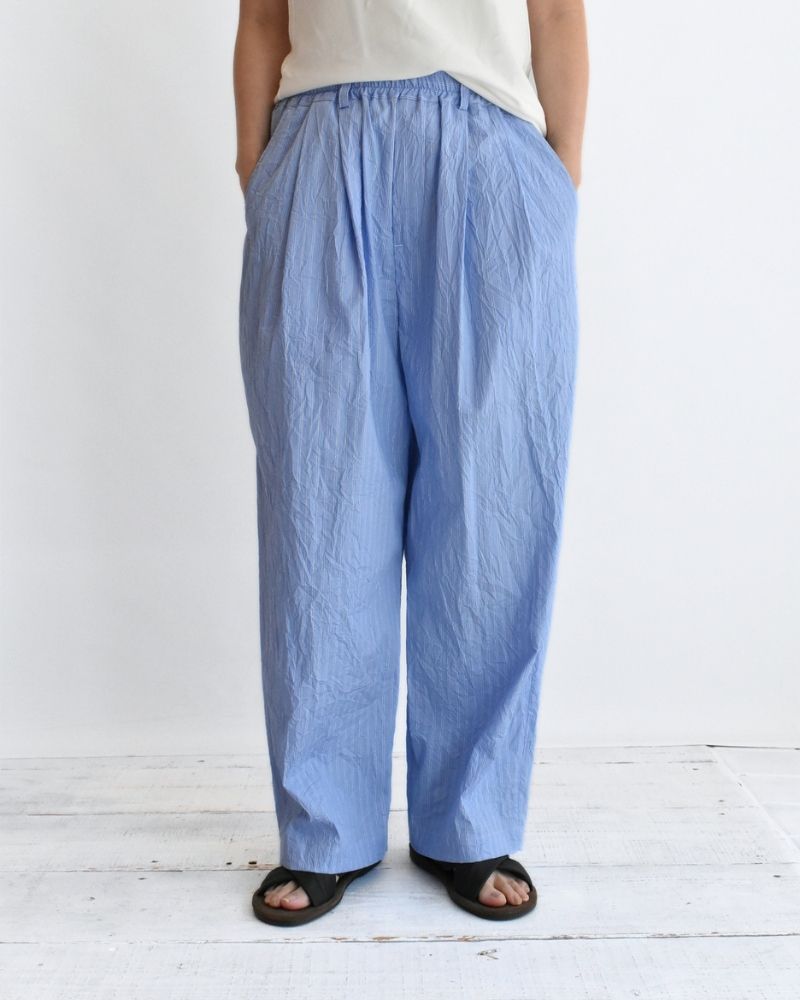 HAKU-CC Tuck Pants in SaxStripe