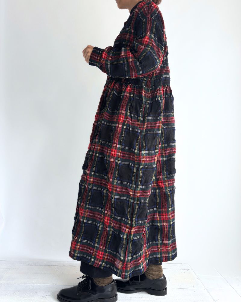 Cotton wool tartan check dress in Black