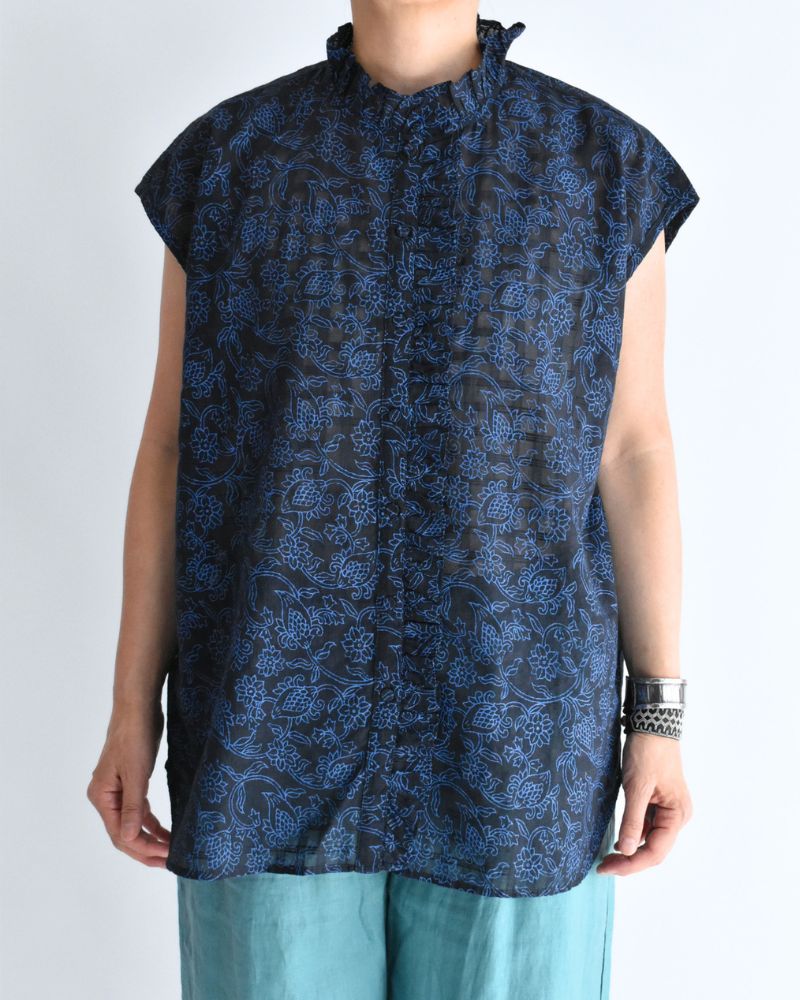 FRENCH/SL FRILL COLLAR SHIRTS in Navy/Blue