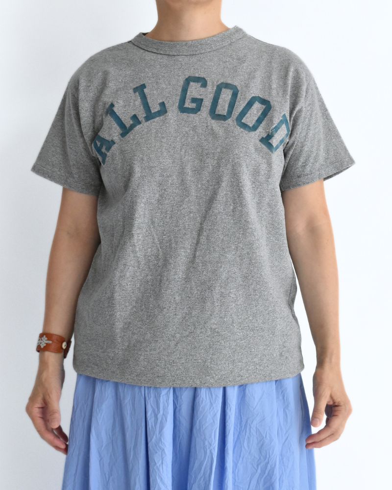Vintage Cotton Jersey ALL GOOD T-Shirt in Gray