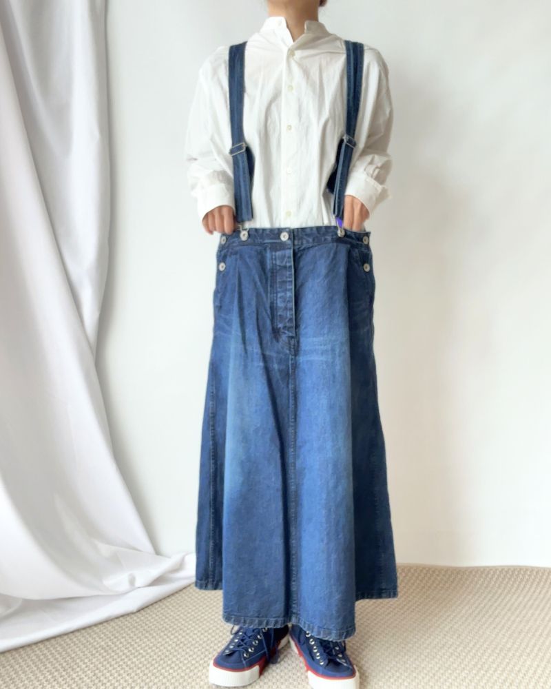 DENIM JUMPER SKIRT in BleachDark