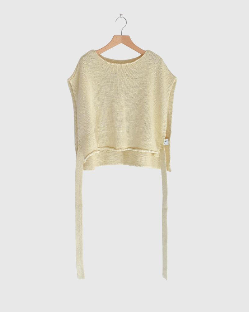Ribbon knit vest in Ivory
