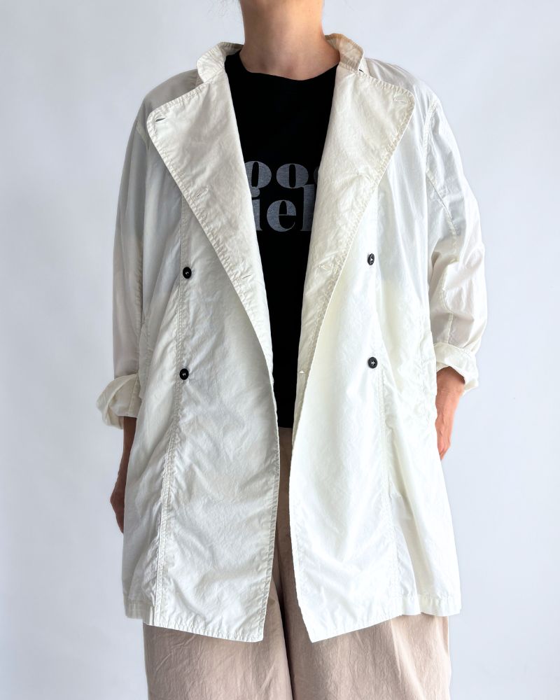 60s COTTON POPLIN OVERDYE STAND COLLAR DOUBLE BREAST JACKET in White