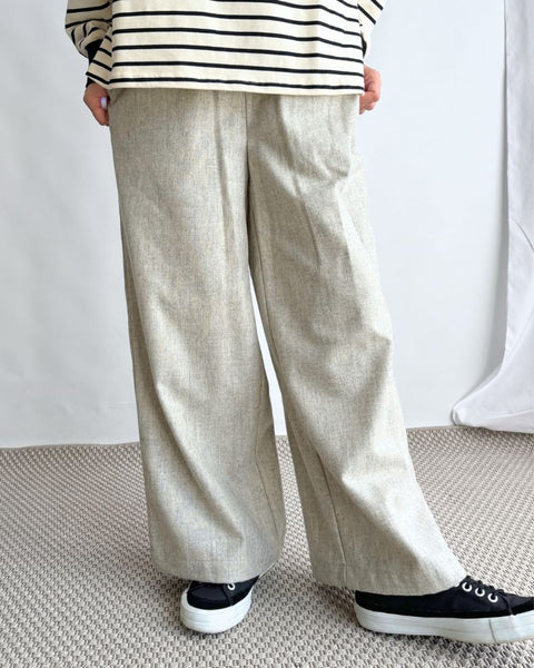 maison de soil WOOL FLANNEL EASY WIDE PANTS in SilverGray – Miel.jp