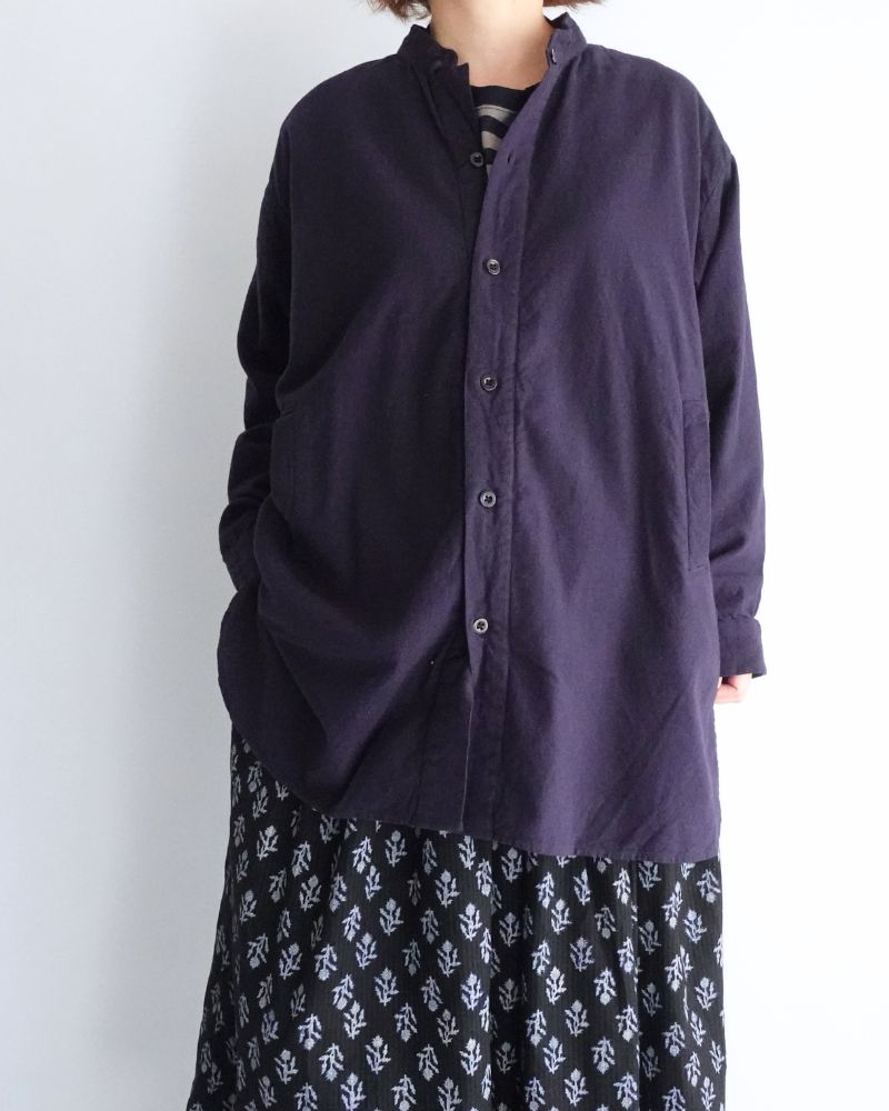 Stand Collar Shirt in Marine