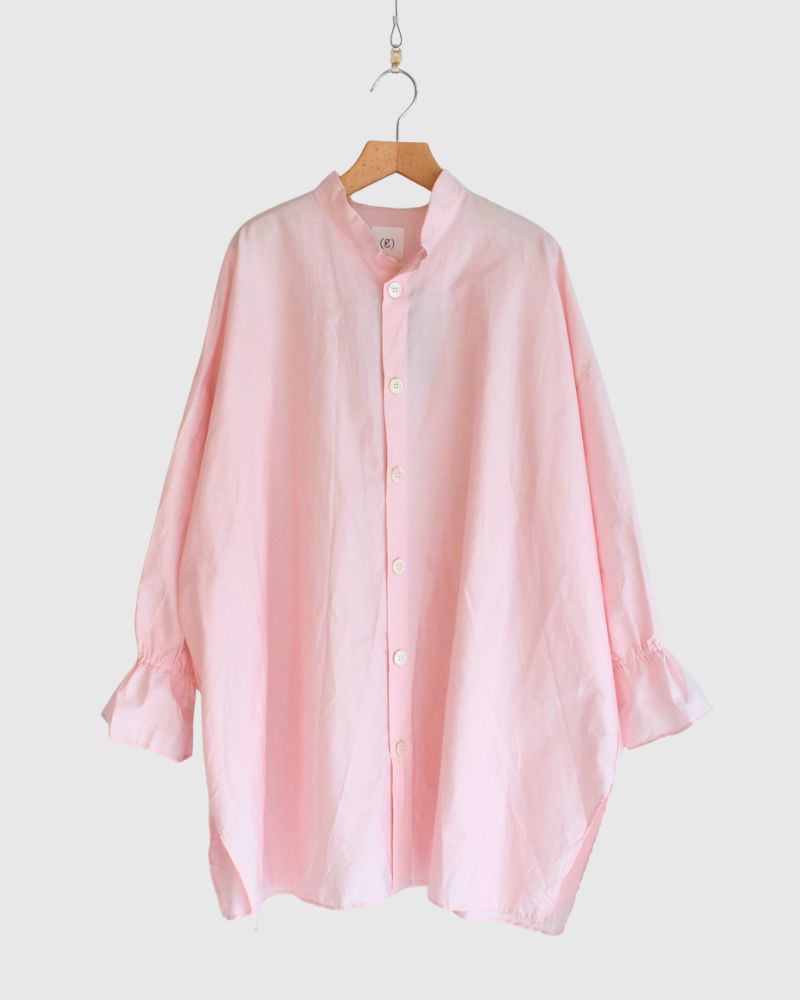 Cuff Ruffle Oversized Shirt in Pink