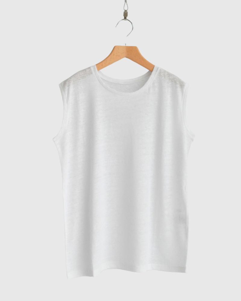 Linen Tank Top in White
