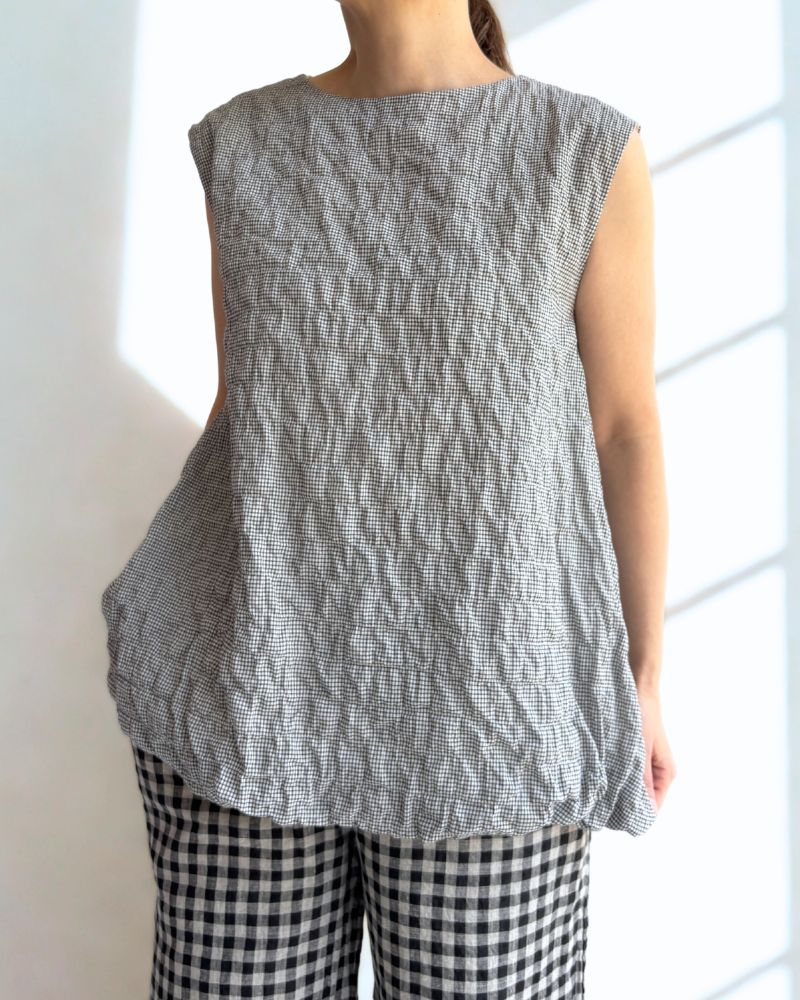 Check balloon tunic in BlackCheck