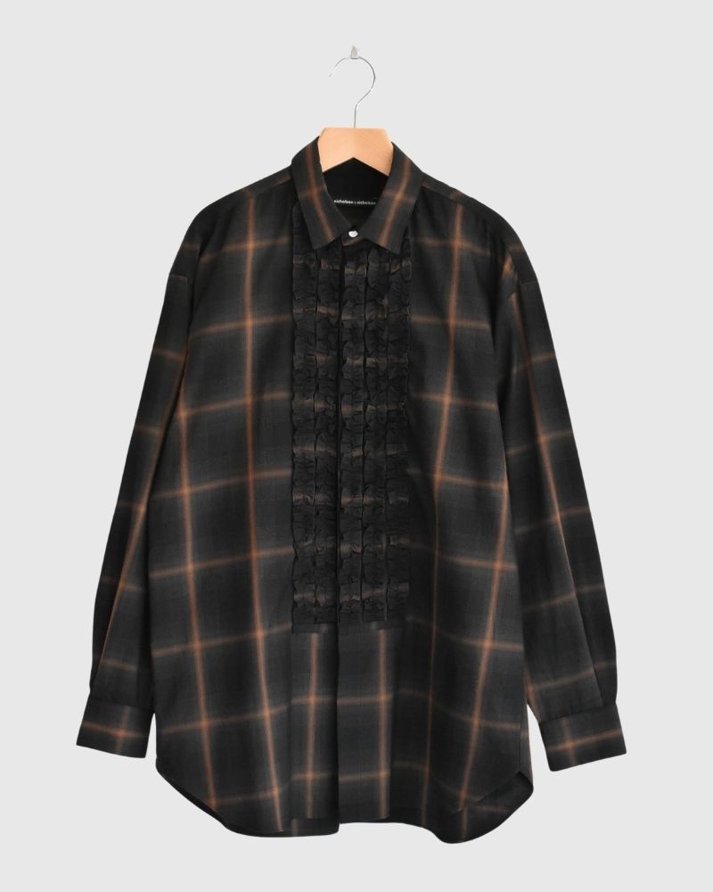 DORIS-W Frill Blouse in BrownCheck