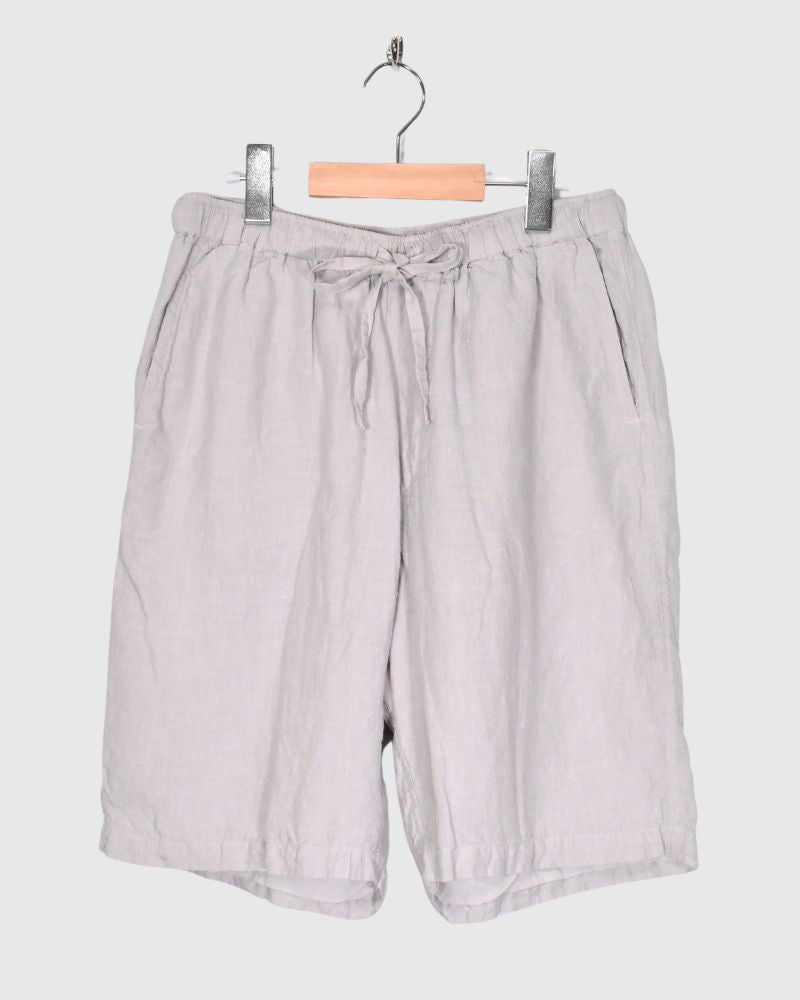 60'S LINEN OVERDYE EASYCROPPED SHORT PANTS in Gray