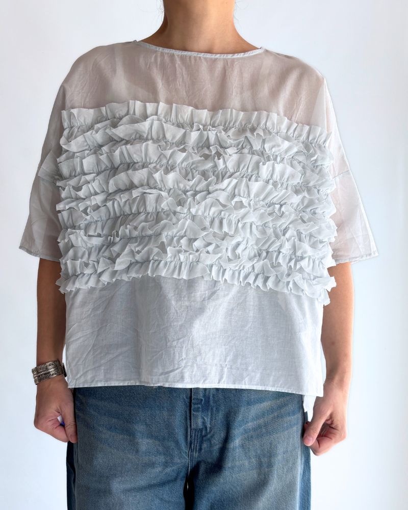 Beside Frill Pullover in PaleBlue