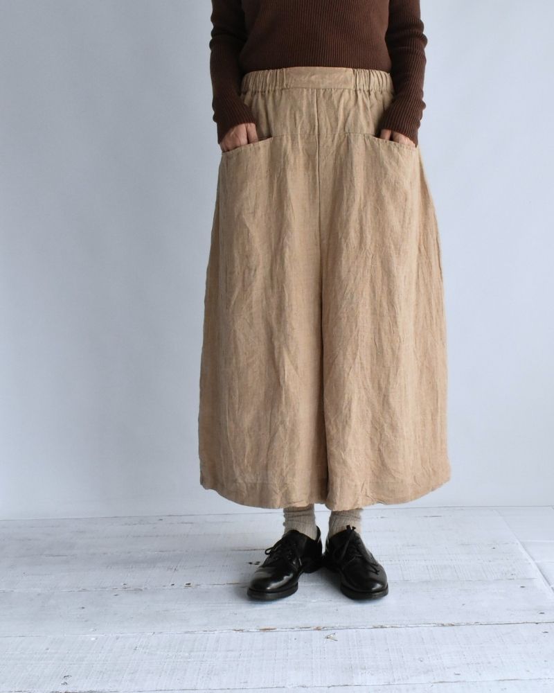 Handwoven 40 Linen Culottes in Beige
