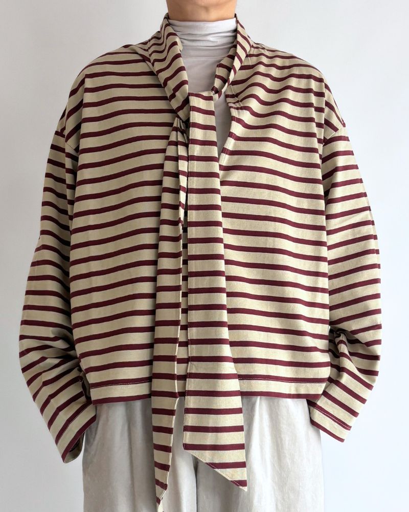 Taco Cotton Border Tie Royal in Beige/Bordeaux