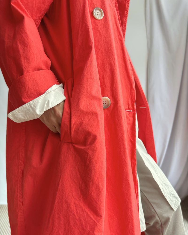 Double Button Coat in OrangeRed