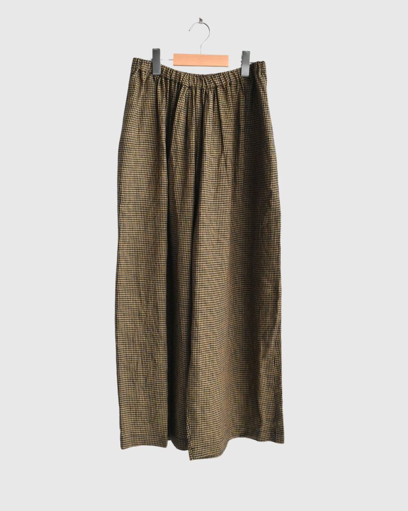 Wide Cocoon Gathered Pants in Camel/Black