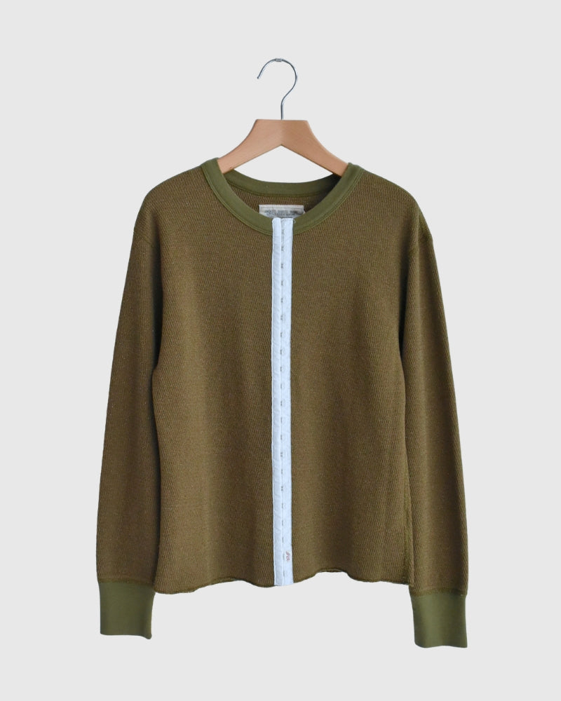 Lame Thermal Remake Cardigan in Khaki