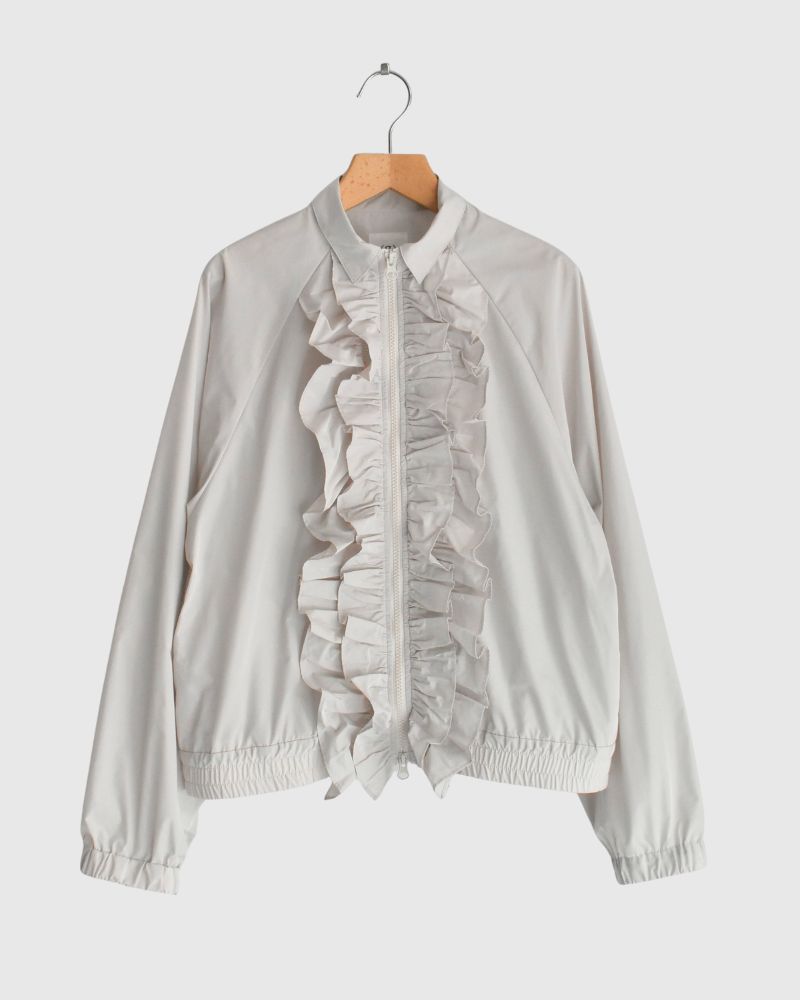 Front Frill Zip-Up Jumper in IceGray