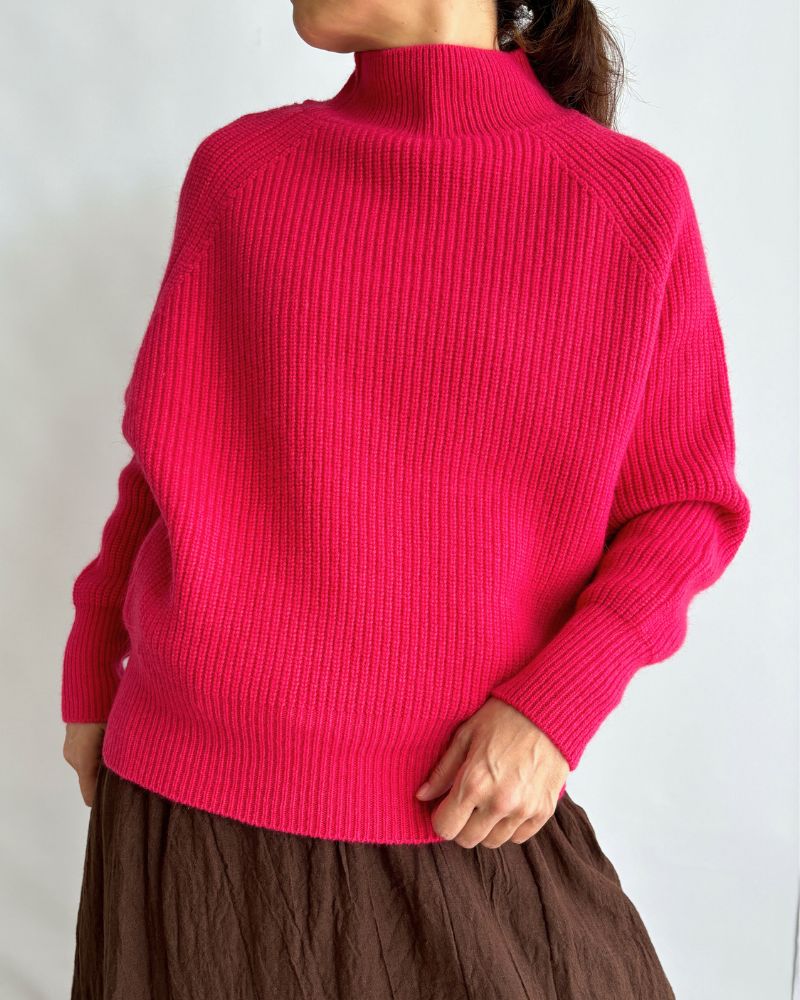 JAPAN RIDGE KNITTING PULLOVER in Pink