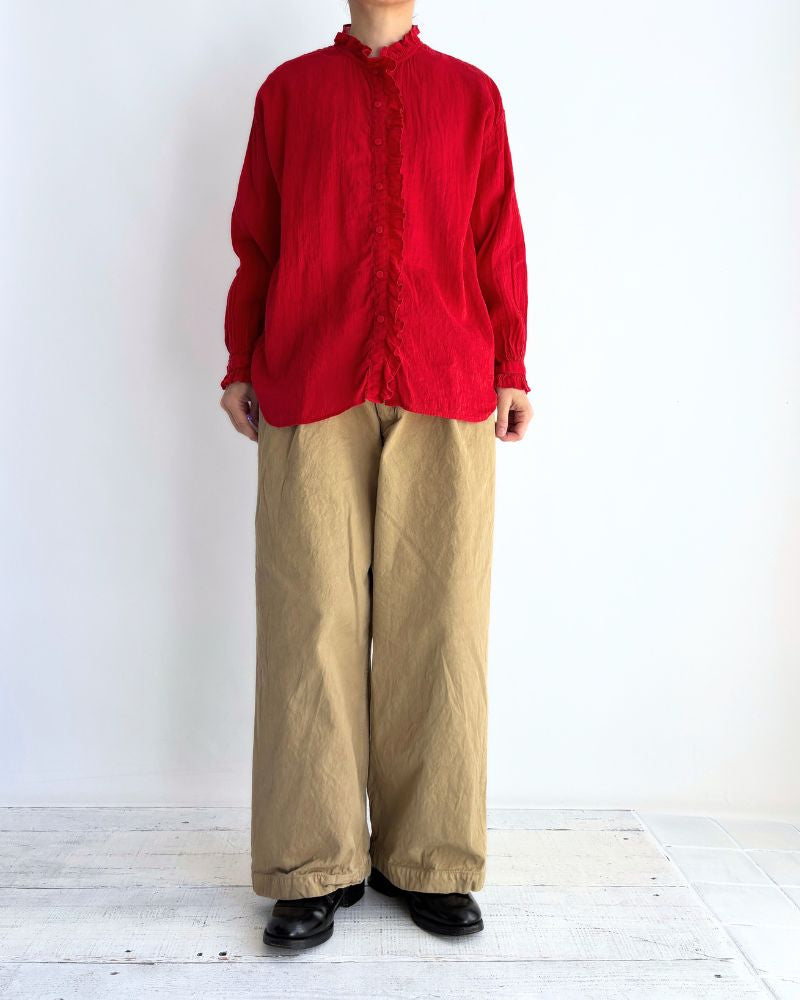 FRILL COLLAR SHIRTS in DeepRed