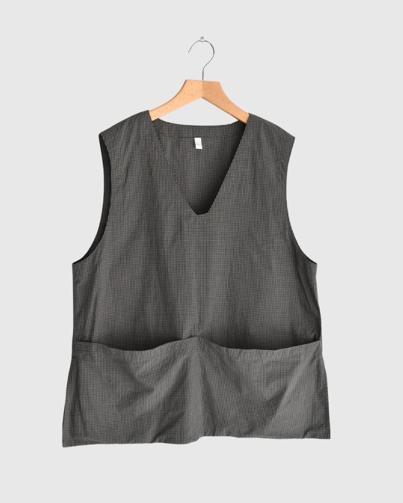 Work Pullover Vest in BrownGingham