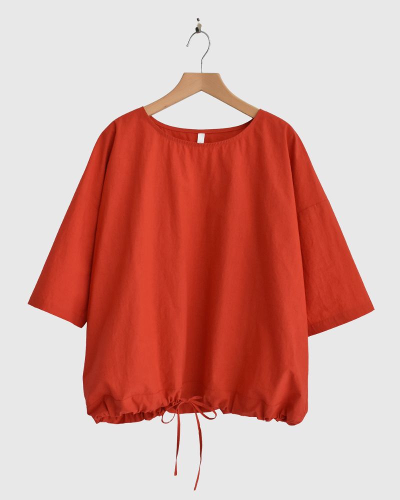 Drawstring Pullover in Orange
