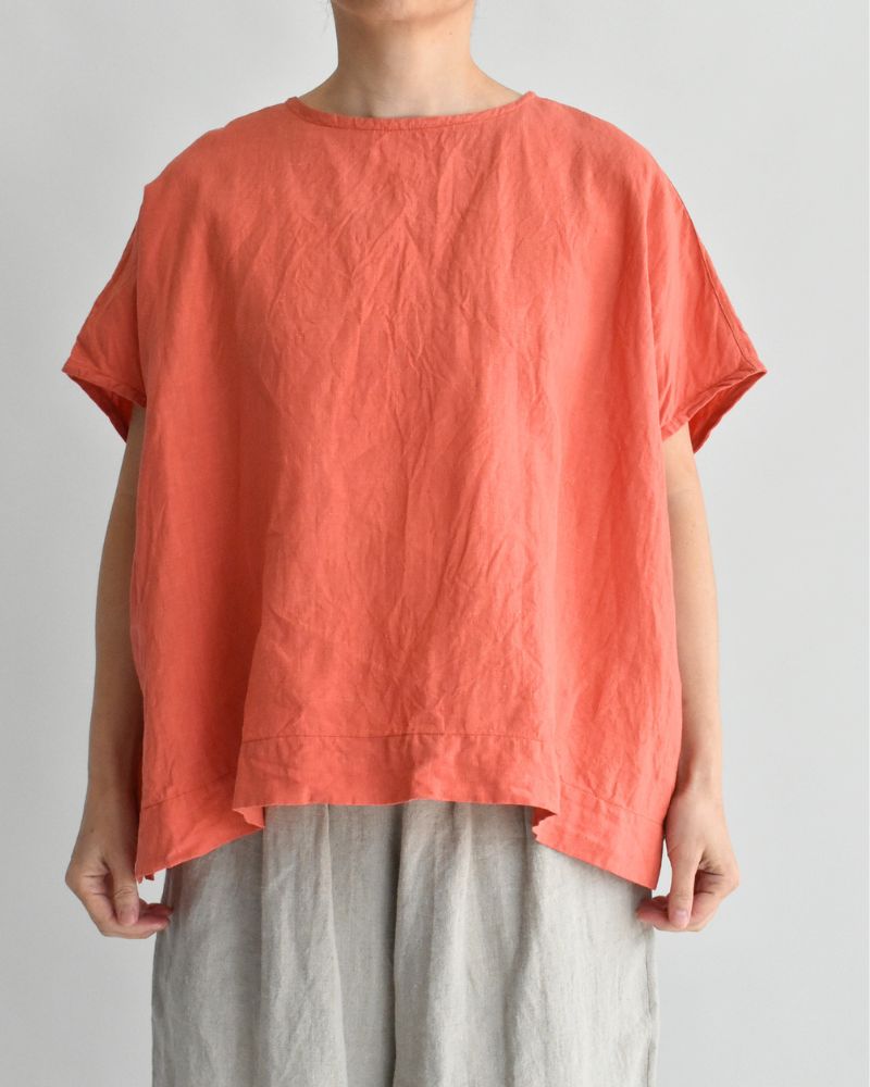 French Linen Pullover in Orange