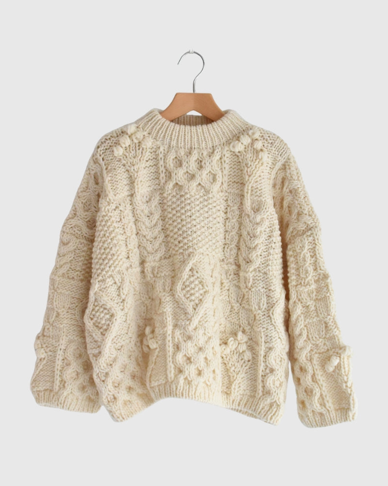 Peru Hand Knit Pullover in White