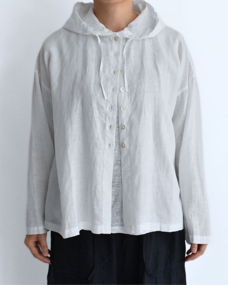Hoodie Shirt (LINEN) in White