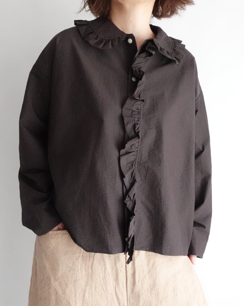 (g) |g760  Collar & Front Frill Blouse in Brown
