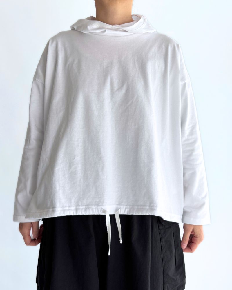 Drawstring Hoodie Pullover in White