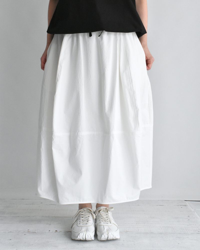 Rib Barrel Skirt in White