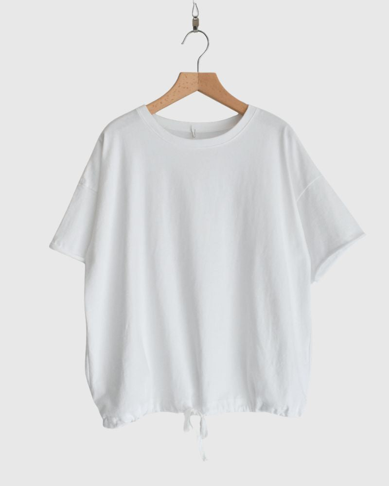 Half-Sleeve Drawstring T-shirt in White