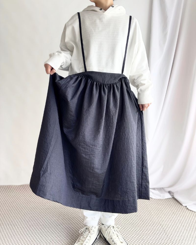 Vintage Cloth Shoulder Strap Skirt in Navy