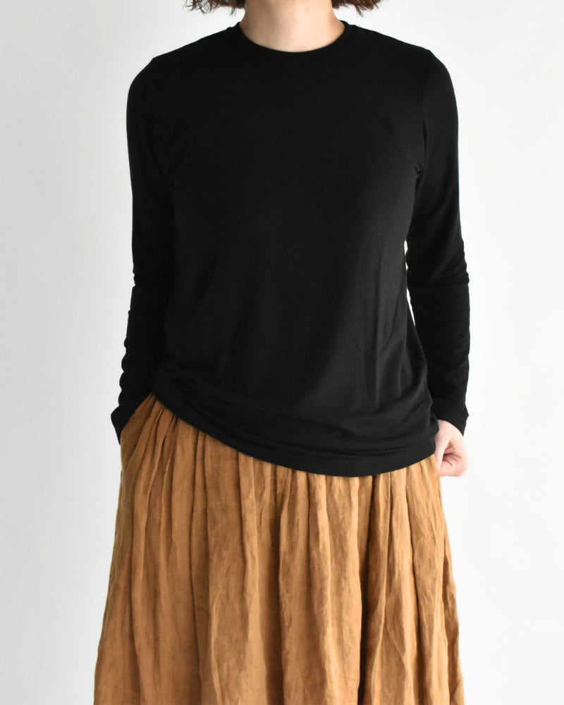 Sheer Jersey Crewneck in Black