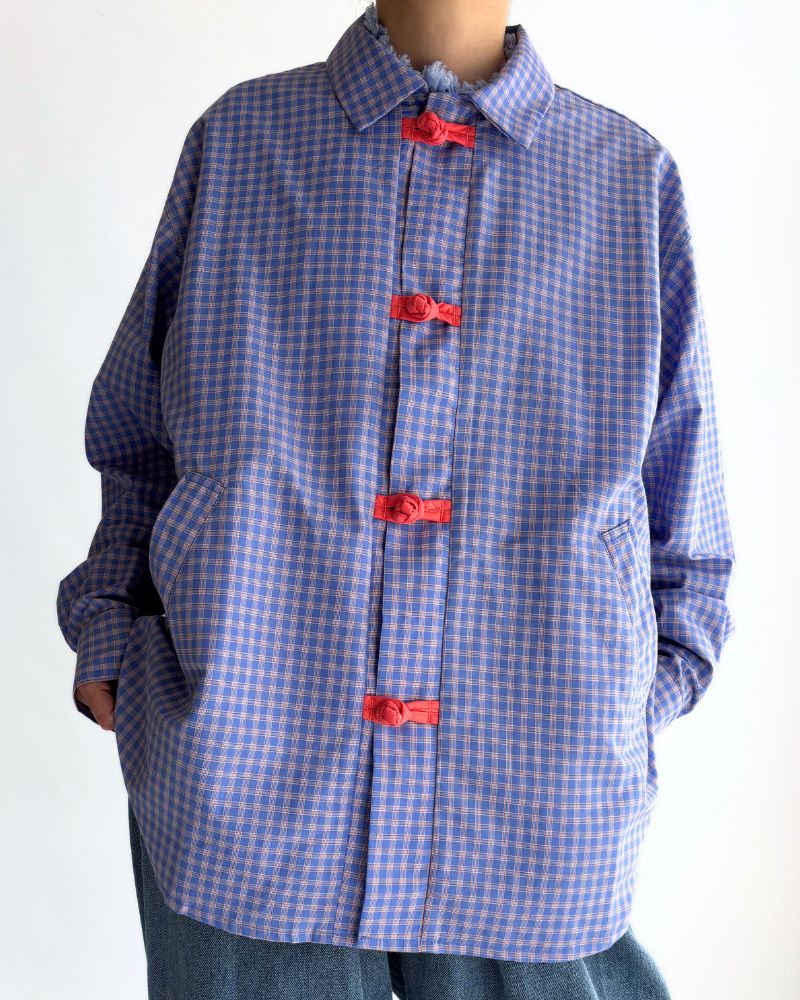 Chinese Button Check Shirt 'BRETON' in Blue