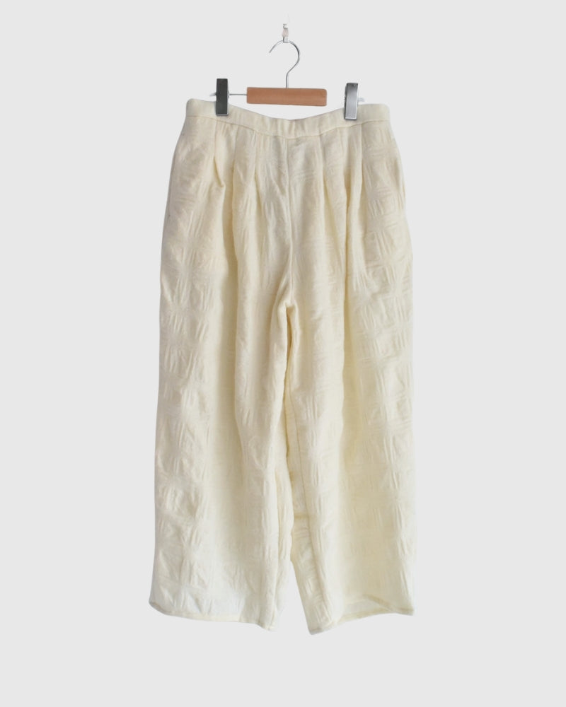 Wool Check Pants in Ivory
