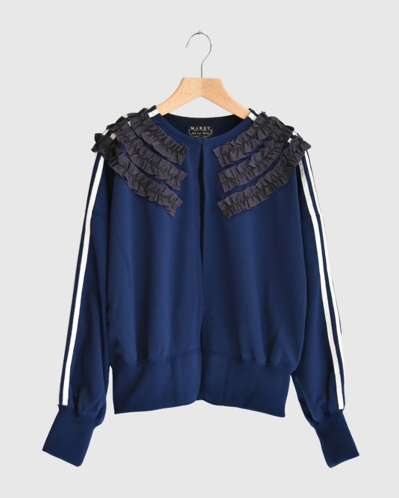 Track Frill Cardigan in Navy