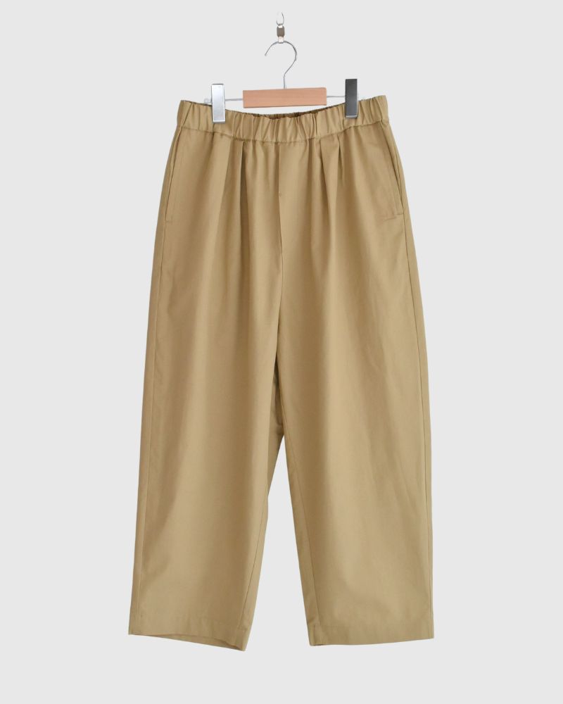 COTTON/LINEN DYED WEATHER 2TUCK TAPERED EASY PANTS in Beige